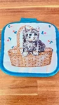 Vintage Cat Kitten Pot Holder Green Trim Quilted Kitchen Decor. Fixed Price $12.95.