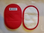 2 Pc Red 100% Cotton Fabric Creuset Fingertip Pot Holder Hot Pad Textiles. Fixed Price $35.00.