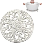 Sumnacon Cast Iron Retro White 6.7 Inch Trivets With Rubber Feets Fo. Fixed Price $19.64.