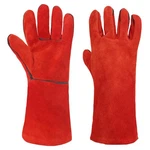 Auauy Welding Gloves, Heat Resistant Long Leather Gauntlets, Red-ordinary. Fixed Price $15.17.