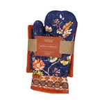 Oven Mitt & Pot Holder Set Maison D'hermine 100% Cotton 7.5"X13" 8"X8". Fixed Price $42.50.