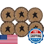 Vhc Brands Kettle Grove Primitive Jute Tan Textured Round Kitchen Coaster. Fixed Price $29.33.