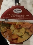 Alpine Cuisine 3QT Non-stick Aluminum Saucepan 20CM Glass Lid Stay Cool Handle. Fixed Price $28.50.