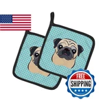 Caroline's Treasures Carolines BB1200PTHD Checkerboard Blue Fawn Pug. Fixed Price $30.62.