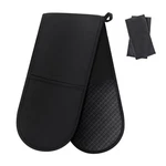 Philorn Black Double Oven Mitts Heat Resistant 260 Waterproof Sili. Fixed Price $22.09.