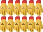Xl Pack Of 12 Gold Handy Chore Gloves With Cotton Lining Knit Wrist. Fixed Price $48.19.