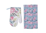 Transpac White Floral Oven Mitt & Tea Towel Set, Lot Of 2 Sets, Nwt. Fixed Price $29.06.