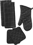 5 Piece Grey Theme Kitchen Oven Mitt Pot Holder Towels Set Home Cor. Fixed Price $17.99.