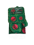 Vtg Sultans Linens Cotton Christmas Poinsettias Green Kitchen Towel Oven Mitt. Fixed Price $8.99.