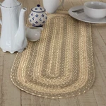 Cobblestone Jute Runner Oval 13X36 Country Farmhouse Creme Khaki Taupe Vhc. Fixed Price $26.95.