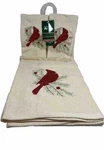 Cardinal Embroidered Trim Home 3 Piece Bath Set 1 Towel And 2 Fingertips. Fixed Price $15.00.