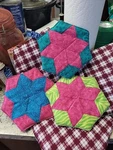 3 New Amish Made Pot Holder Barn Star Hand Sewn Country Quilt Pattern Oven Mitt. Fixed Price $19.99.