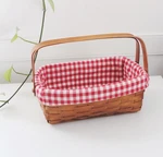 Vintage Woven Rectangle Basket - Heritage Mint, Canadian Maple Gingham. Fixed Price $44.00.