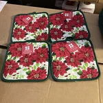 Lot Of 4 Pot Holder Christmas Poinsettia Holiday Kitchen Essential Home 8X8. Fixed Price $23.99.