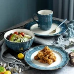 Creative Ceramic Plate American Retro Embossed Tableware Set. Fixed Price $36.89.