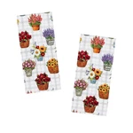 Set Of 2 Flower Market Floral Pots Terry Kitchen Towels By Kay Dee Designs. Fixed Price $18.95.