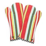 Set Of 2 Mackenzie Childs Jolly Stripe Woven Mitts Bnwt. Fixed Price $59.99.