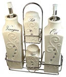 D'lusso Designs Deco 4PIECE Oil, Vinegar, Salt And Pepper Set. Fixed Price $35.00.