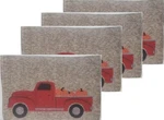 Set Of 4 Tapestry Kitchen PLACEMATS,13"X19",HARVEST, Red Truck With Pumpkins, Hc. Fixed Price $19.99.