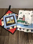 Lighthouse Hot Pad Pot Holder Usa B Red Quilted Kay Dee Dish Towel Lot Set D7. Fixed Price $12.00.