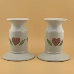 Set Of 2 Corning Life Styles Candle Holders, "about The Town Patchwork" Hearts. Fixed Price $12.00.