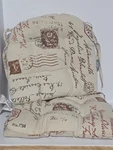 Pillow Perfect French Postale Reversible Chair Pad Set Of 2 Size 15"X15"X4". Fixed Price $30.00.