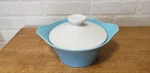 Vintage Oven-proof Usa 1QT. Double Handle Cameron Clay Turquoise With White Lid. Fixed Price $15.99.