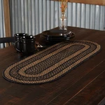 Table Runner Black & Tan Jute Primitive 13X36 Oval Striped Kitchen Vhc Brands. Fixed Price $25.95.