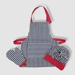 $35 Handstand Kitchen Kids Girls Blue Stripe Cotton Chef Hat Oven Mitt Apron Set. Fixed Price $8.68.