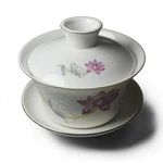 Gaiwan White Porcelain Sancai Set Booming Lotus Lid 9OZ. Fixed Price $27.99.