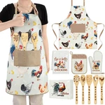 10 Pcs Chicken Kitchen Gift Set Women Apron Oven Mitts Pot Holder Towel. Fixed Price $40.81.