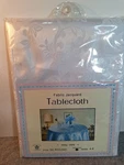 Sultans Linens White Fabric Jacquard Table Cloth 60 Round Easy Wash Poly. Fixed Price $17.99.