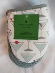 Kate Spade 2 Pack Mini Set Martini Blue Gray Cotton Oven Nwt. Fixed Price $13.56.