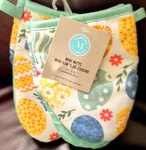 Martha Stewart Mini Oven Mitts Easter Eggs Teal Blue Yelow Green 100% Cotton Nwt. Fixed Price $15.23.