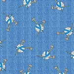 Knit Chicks Fabric Yarn Balls & Needles Blue Background Adorable! Cotton. Fixed Price $10.00.