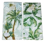 Set Of 2 Palm Cove Tropical Trees Terry Kitchen Towels By Kay Dee Designs. Fixed Price $18.95.