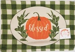 2 Sack Woven Fabric PLACEMATS,13"X19",HARVEST,BLESSED Pumpkin On Green &white,hc. Fixed Price $11.99.