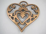 Pampered Chef Heart Trivet Cast Iron Copper Tone Scroll Kitchen Table Decor. Fixed Price $14.99.