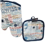 2 Pc Kitchen Set: 1 Jumbo Pot Holder & Oven Mitt, Summer Beach Phrases,avanti. Fixed Price $12.99.