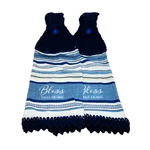 Bless This Home Hanging Kitchen Towel Set Crochet Top Blue Stipe. Fixed Price $11.99.