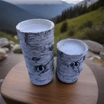 Set Of 2 White Birch Flux Candle Holders Rustic Bin K. Fixed Price $30.00.