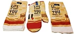"life Is What You Bake It" Kitchen Towel & Oven Mitt Set Home Collection Cotton. Fixed Price $9.99.