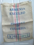 Columbia Coffee Bag Burlap Vintage 29X37 Armenia Excelso New Spotless. Fixed Price $49.99.