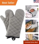 Oven Gloves Set - 13" Quilted, Heat Resistant Up To 450 F, Perfect For Cooking. Fixed Price $21.84.