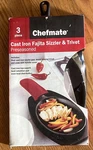 Chef Mate Cast Iron Fajita Sizzler And Trivet Preseasoned W/ Oven Mitt New!. Fixed Price $35.00.