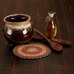 Ginger Spice Trivet Hot Pad For Pots Pans, Orange Red Natural, Jute Blend, Round. Fixed Price $24.99.
