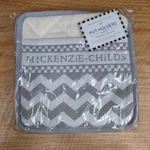 Mackenzie Childs Sterling Zig Zag Pot Holders Set Of 2 Nip 100% Cotton. Fixed Price $49.00.