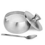 Stainless Steel Sugar Bowl With Lid And Spoon, Matte Design, 14.5 Oz For Coffee. Fixed Price $9.99.