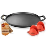 Nutrichef 14" Cast Iron Pizza Pan Non-stick W/easy Grip 2 Silicone Handles. Fixed Price $51.99.