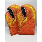 Vintage 1992 Boston Warehouse Lobster Claw Oven Mitts Orange Quilted Pair 2PC. Fixed Price $22.49.